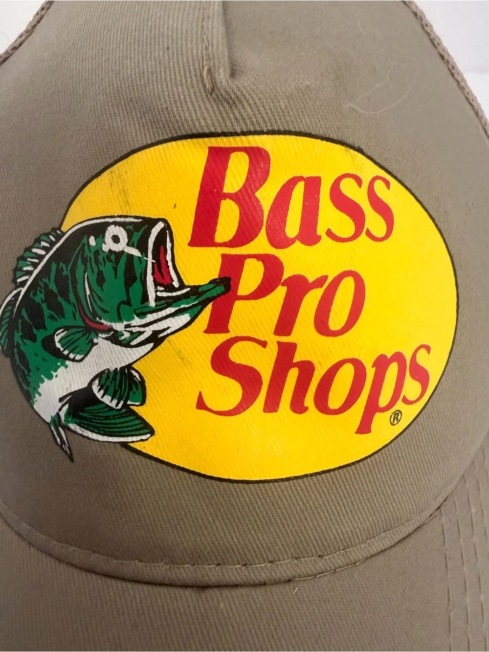 Bass Pro Shops Tan Cap with Yellow Patch and Red Logo